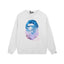 BAPE Blue Camo Ape Head Sakura Graphic Crewneck Sweatshirt