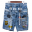 GLAZA GOD Shorts Denim `Patches' -Double Waistband |Blue Jeans