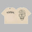 Revenge Arch Logo & Geometric Shattered Skull Graphic Short Sleeve T-Shirt Beige