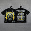 GLAZA GOD Men's Vintage Graphic Oversized T-Shirt – Dragon Print Streetwear Double-Sided Casual Tee
