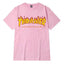 Thrasher Bright Yellow Flame Logo Soft Light‑Pink Summer Casual Street‑wear T‑Shirt
