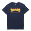 Thrasher Signature Fire Logo Navy Blue Unisex Casual Skate T-Shirt