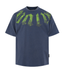 Palm Angels Navy Washed Green Gothic Print Tee