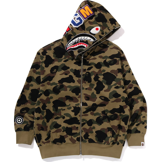1ST CAMO JACQUARD SHARK RELAXED FIT FULL ZIP HOODIE MENS Hover Image