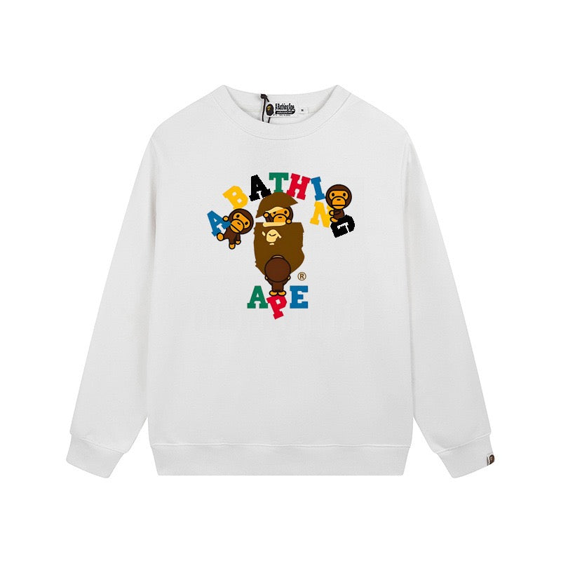 BAPE Colorful Ape Logo Graphic Crewneck Sweatshirt