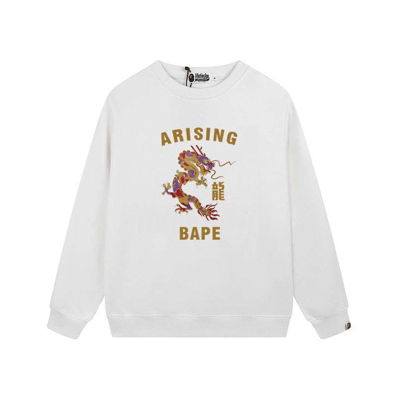 BAPE Rising Dragon Graphic Crewneck Sweatshirt White