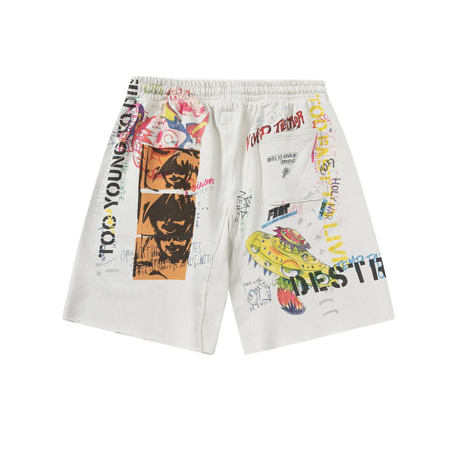 Saint Michael Graffiti Anime Graphic Collaged Sweat Shorts Main Image