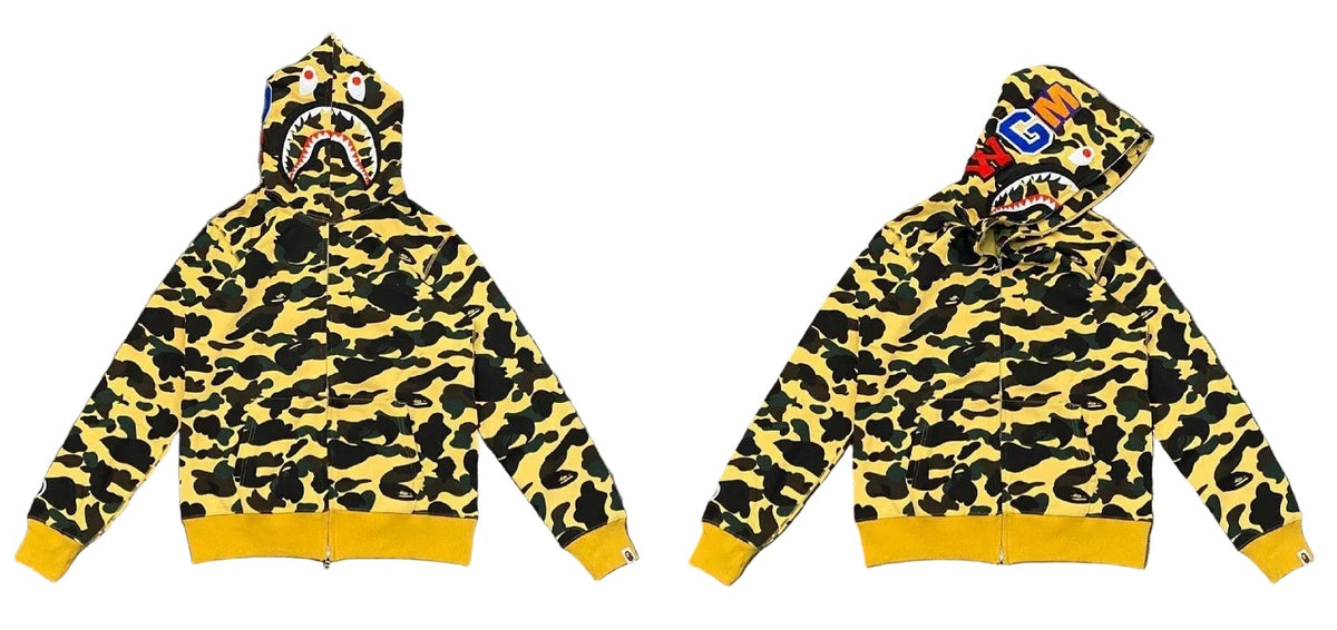 BAPE Shark Camo Full Zip Hoodie Yellow