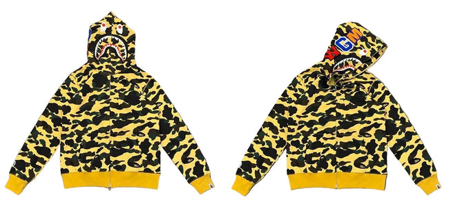 BAPE Shark Camo Full Zip Hoodie Yellow Hover Image