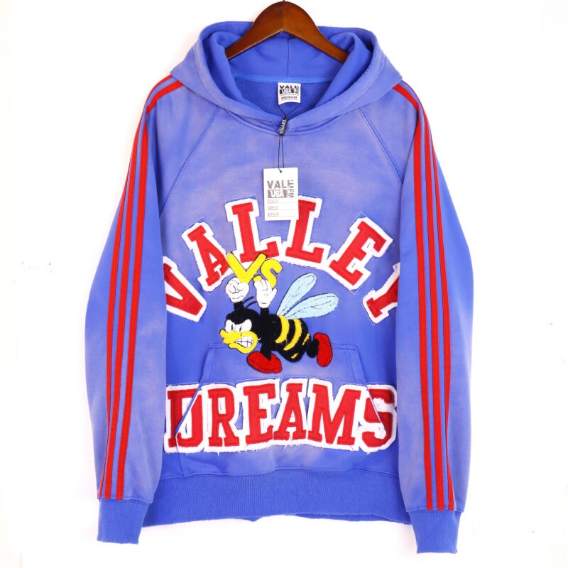 Vale Forever Vintage Bee Graphic Hoodie & Striped Sweatpants Set - Blue