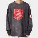 Saint Michael Emblem Patch & Slogan Back Print Sweatshirt