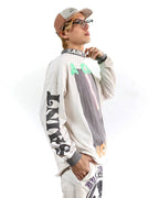 Saint Michael Mock-Neck Photo Print Long Sleeve Sweatshirt