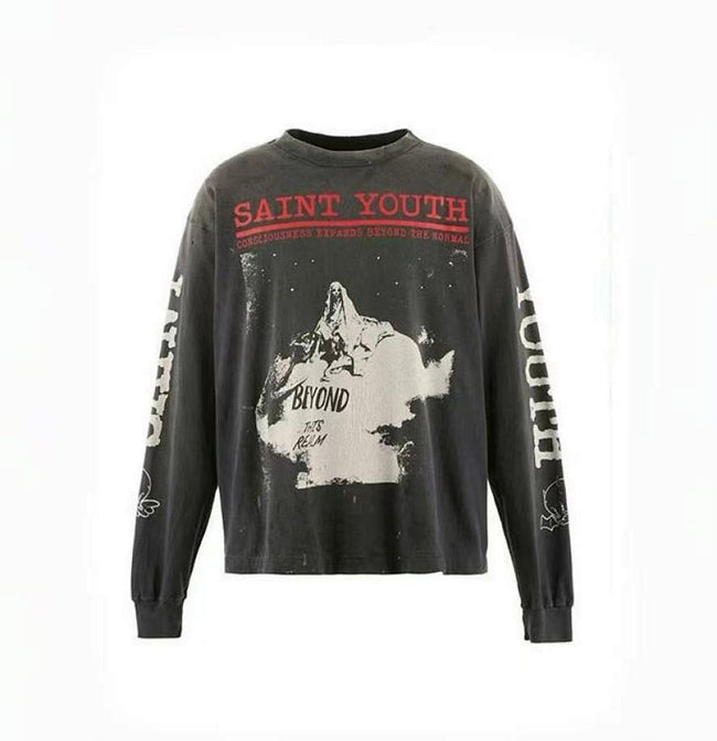 Saint Michael Photo Print & Slogan Typography Sweatshirt Hover Image
