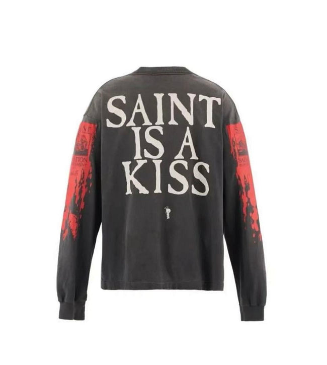 Saint Michael Graphic Art & Kiss Slogan Sweatshirt Main Image