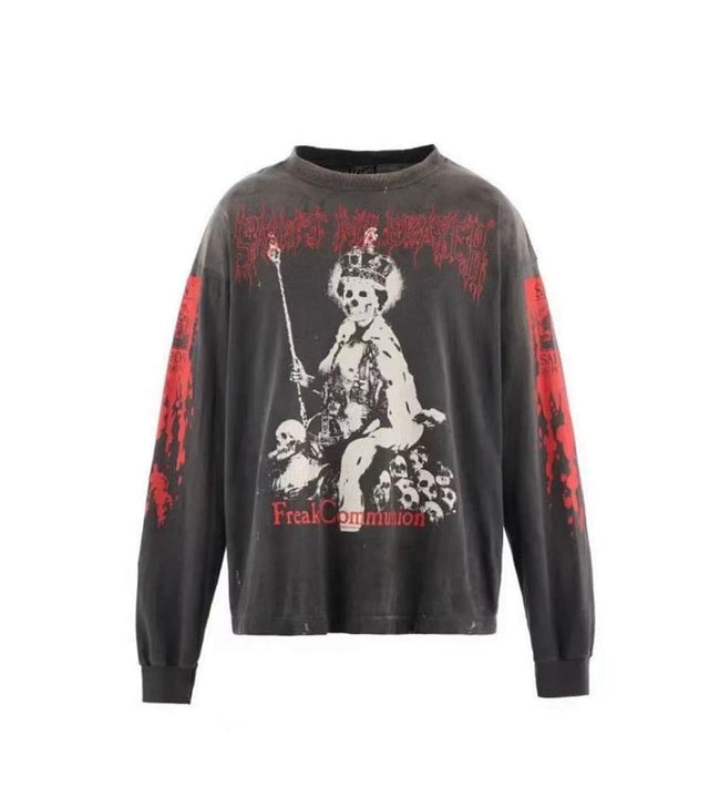 Saint Michael Graphic Art & Kiss Slogan Sweatshirt Hover Image