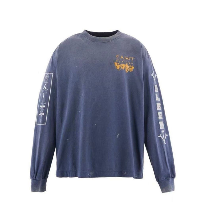 Saint Michael Sleeve Print & Back Emblem Vintage Sweatshirt Hover Image
