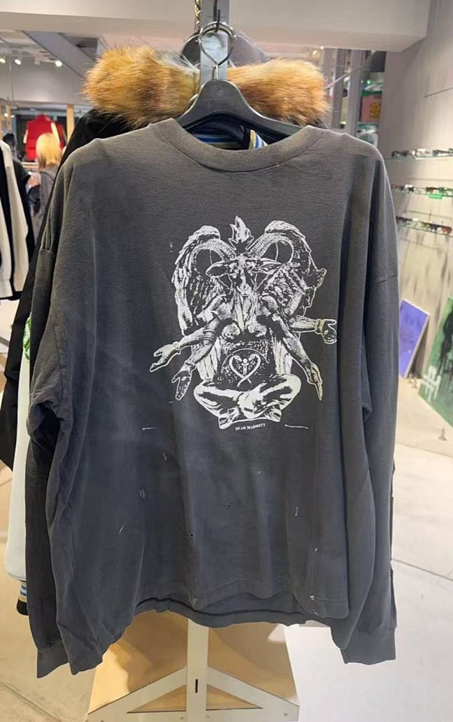 Saint Michael Gothic Illustration & Sleeve Print Sweatshirt Main Image