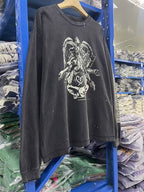 Saint Michael Gothic Illustration & Sleeve Print Sweatshirt