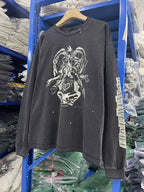 Saint Michael Gothic Illustration & Sleeve Print Sweatshirt