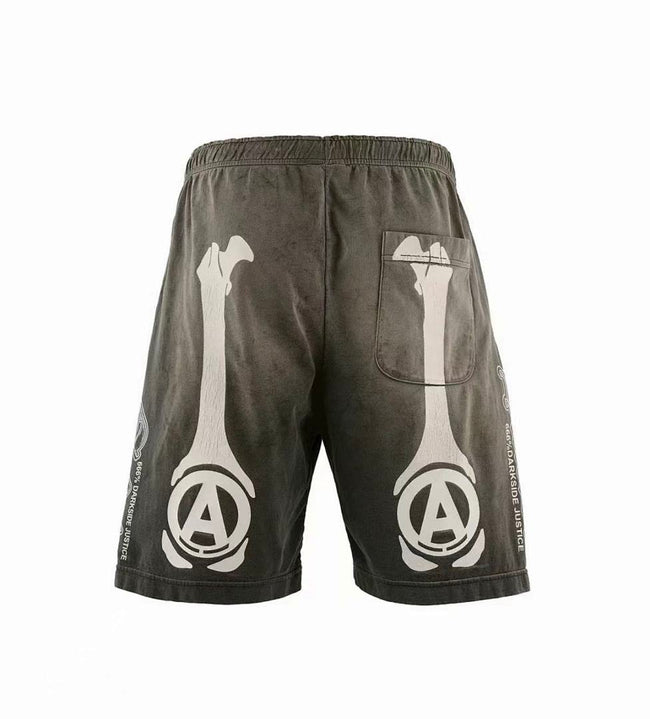 Saint Michael Skeleton Bone Print Anarchy Graphic Sweat Shorts Main Image