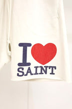 Saint Michael I Love Saint Heart Print Casual Sweat Shorts