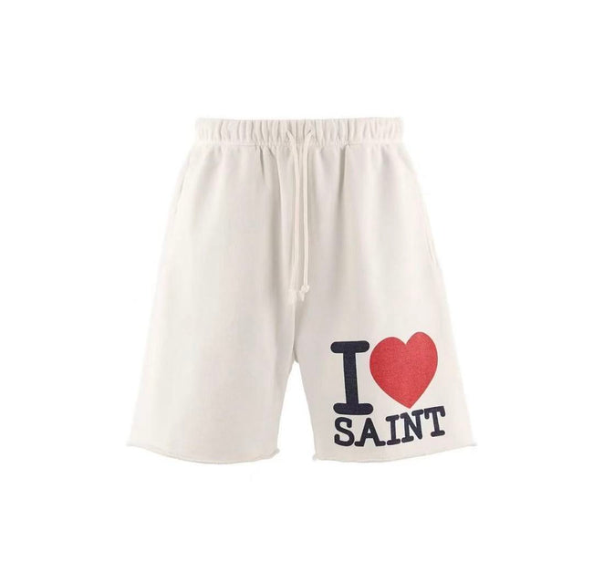 Saint Michael I Love Saint Heart Print Casual Sweat Shorts Hover Image