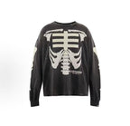 Saint Michael Skeleton Ribcage Print Knit Sweatshirt