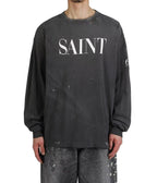Saint Michael Distressed Minimalist Logo Sweatshirt
