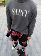 Saint Michael Distressed Minimalist Logo Sweatshirt