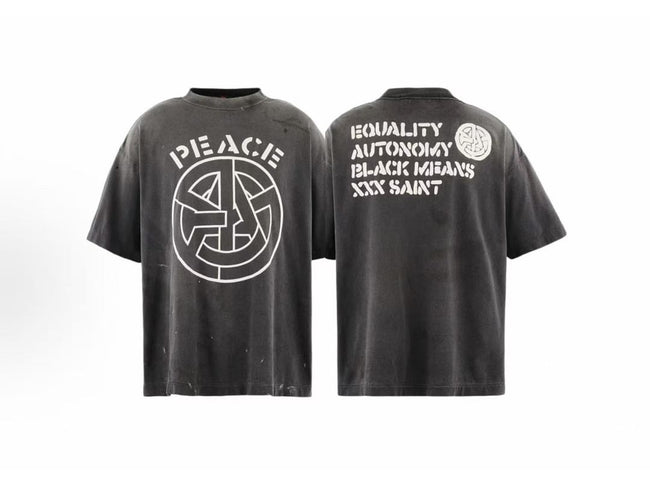 Saint Michael Peace Graphic & Slogan Print Vintage T-Shirt Hover Image