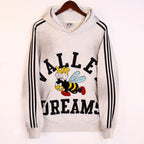 Vale Forever Vintage Bee Graphic Hoodie & Striped Sweatpants Set - Off White