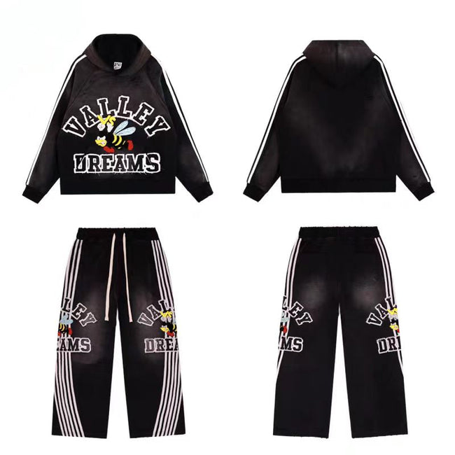 Vale Forever Vintage Bee Graphic Hoodie & Striped Sweatpants Set Hover Image