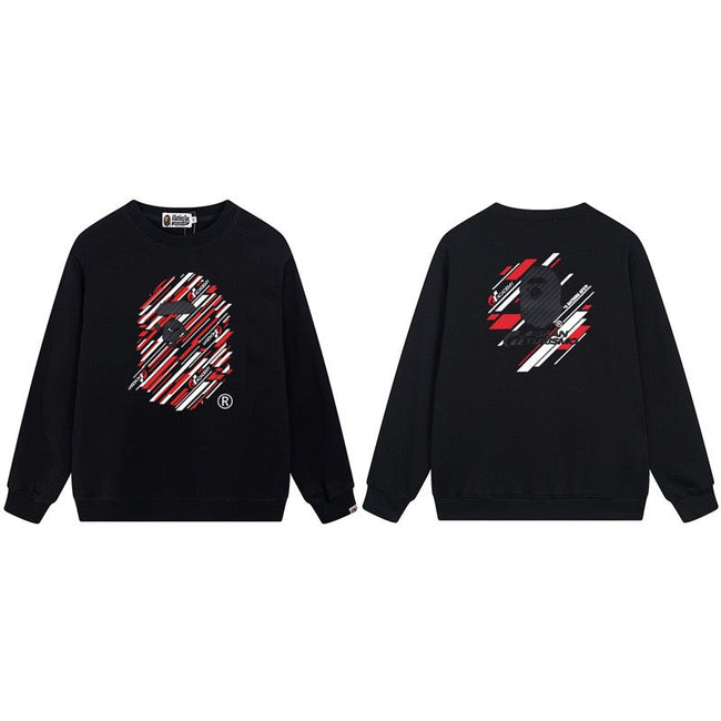 BAPE Graphic Ape Head Racing Crewneck Sweatshirt Black Hover Image