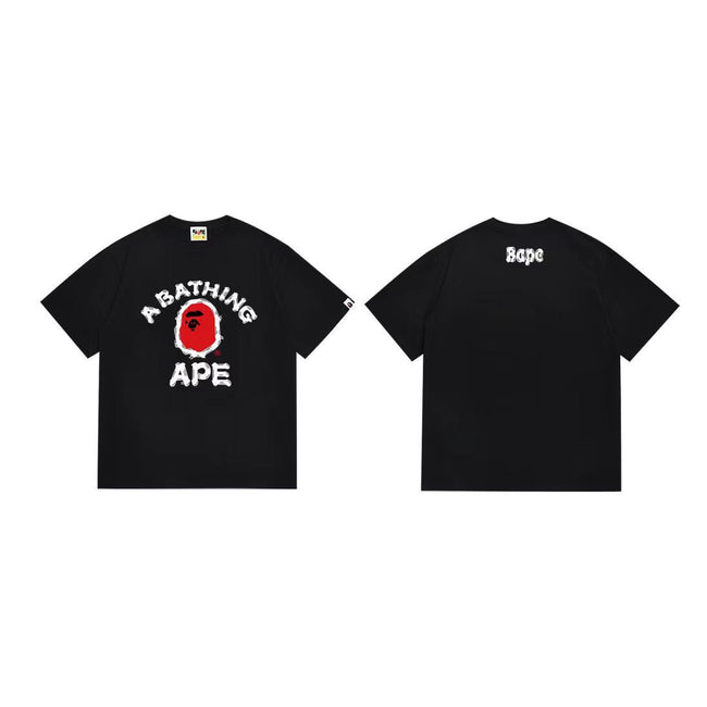 BAPE Red Ape Head Logo Black T-Shirt Hover Image
