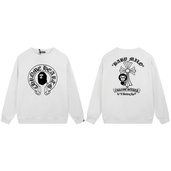 BAPE Chrome Hearts Style Graphic Crewneck Sweatshirt Hover Image