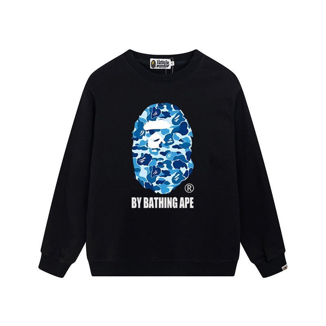 BAPE Blue Camo Ape Head Crewneck Sweatshirt Black Hover Image