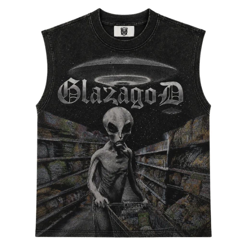 GLAZA GOD Alien – Heavyweight Acid Wash Sleeveless Tee