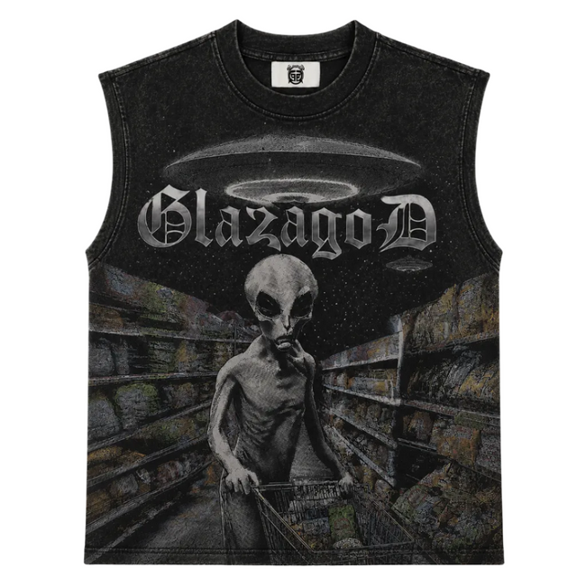 GLAZA GOD Alien – Heavyweight Acid Wash Sleeveless Tee Hover Image
