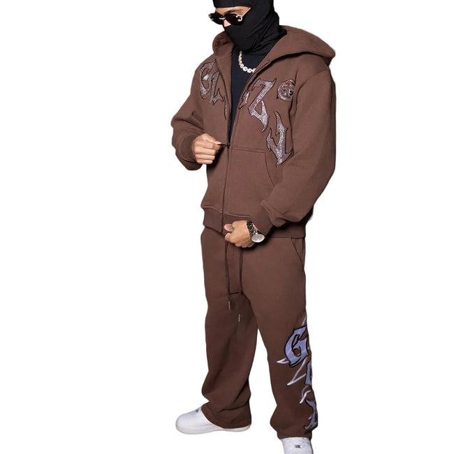 GLAZA GOD Sweatshirt Sets -BROWN Hover Image