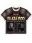 GLAZA GOD Cute - Distressed Acid Wash Oversized Tee -Brown01