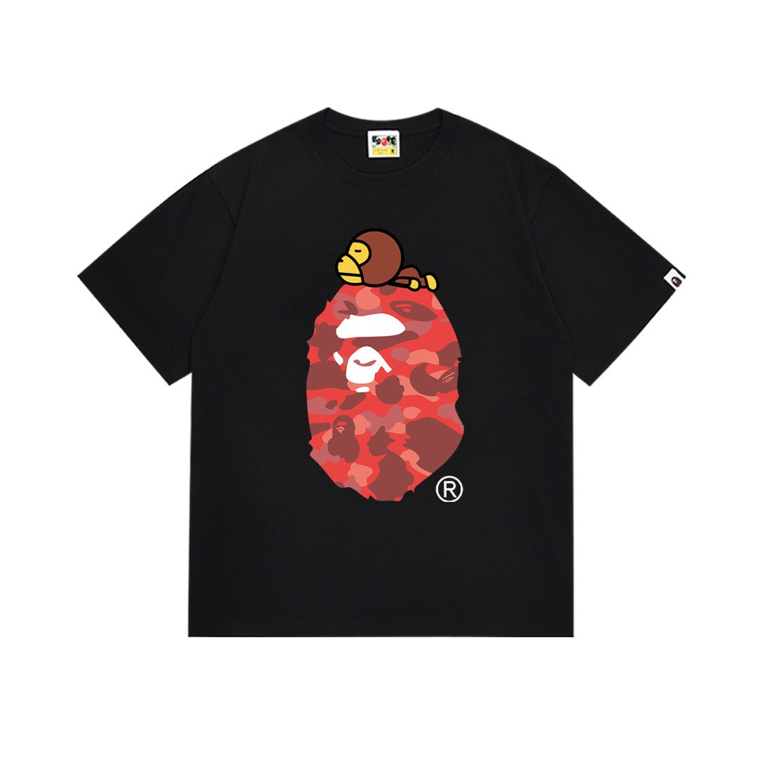 BAPE Black Red Camo Ape Head Graphic T-Shirt