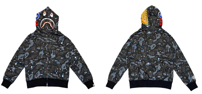 BAPE Shark Galaxy Camo Full Zip Hoodie Hover Image