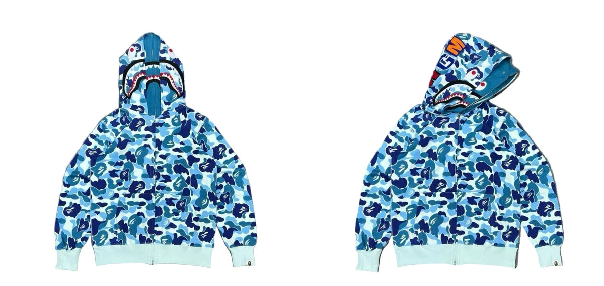 BAPE Shark Full Zip Hoodie Blue Camo Edition