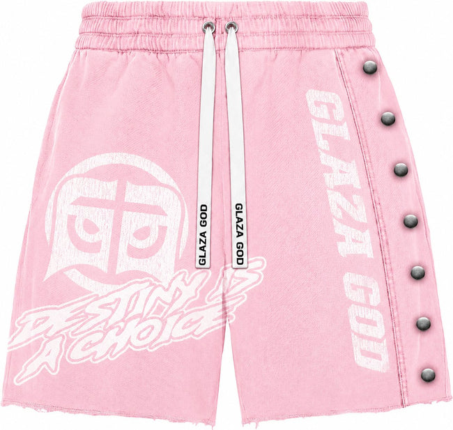 GLAZA GOD Heavyweight French Terry Shorts – ROSE Wash Hover Image