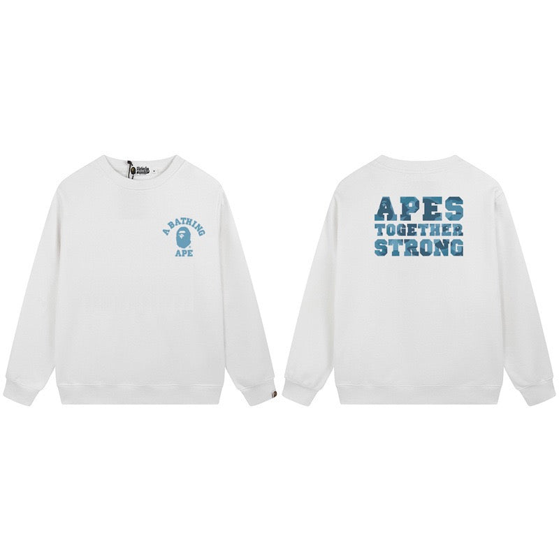BAPE Apes Together Strong Graphic Crewneck Sweatshirt White