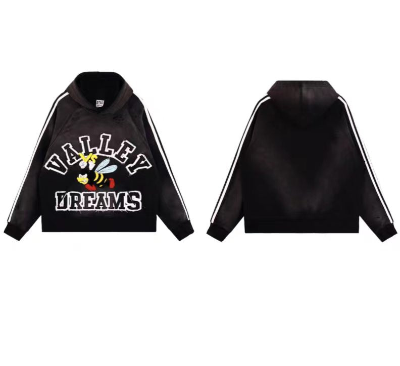 Vale Forever Vintage Bee Graphic Hoodie & Striped Sweatpants Set