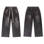 Vale Forever Vintage Gothic Cross Zip-Up Hoodie & Sweatpants Set - Charcoal / Washed Black