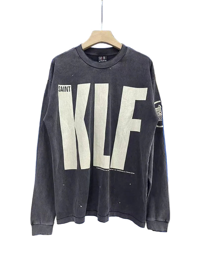Saint Michael Distressed KLF Block Typography Sweatshirt Hover Image
