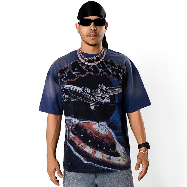 GLAZA GOD Aircraft- Heavyweight Acid Wash Oversized Tee Hover Image