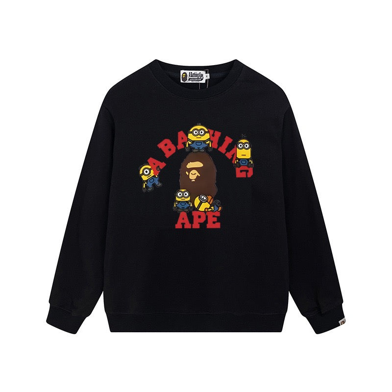 BAPE Minions Ape Head Graphic Crewneck Sweatshirt Black